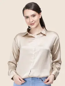 AMSWAN Women Premium Spread Collar Solid Relaxed Fit Casual Shirt