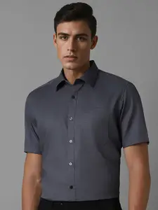 Louis Philippe Men Spread Collar Micro Ditsy Printed Cotton Formal Shirt