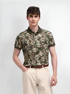 U.S. Polo Assn. Men Floral Printed Polo Collar Cotton Slim Fit T-Shirt