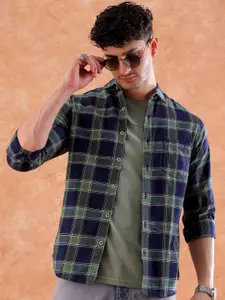 Hardsoda by The Indian Garage Co Men Spread Collar Tartan Checked Casual Shirt