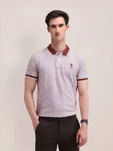 U.S. Polo Assn. Men Geometric Printed Polo Collar Cotton Slim Fit T-Shirt