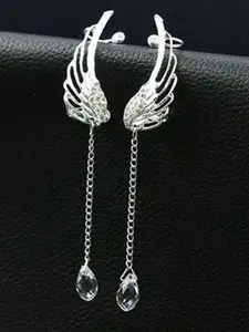 KRENOZ Silver Plated Crystals Drop Earrings
