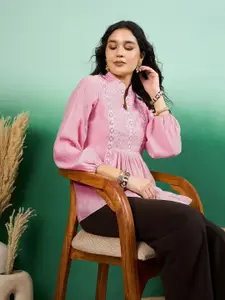 Sangria Embroidered Empire Top