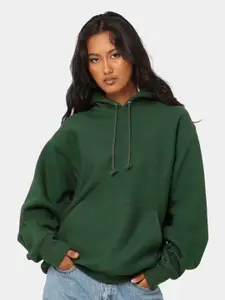 MISCHIEF MONKEY Women Solid Hooded Oversized Sweatshirt