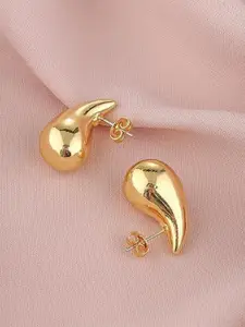 MEENAZ Gold-Plated Stainless Steel Anti Tarnish Teardrop Shaped Studs