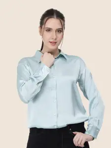 AMSWAN Women Premium Spread Collar Solid Relaxed Fit Casual Shirt