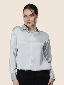 AMSWAN Women Premium Spread Collar Solid Relaxed Fit Casual Shirt