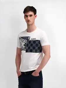 U.S. Polo Assn. Men Graphic Printed Round Neck Cotton Slim Fit T-Shirt