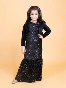 BAESD Girls Sequined Embellished Maxi Dress With Shrug