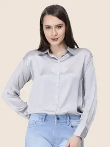 AMSWAN Women Premium Spread Collar Solid Relaxed Fit Casual Shirt