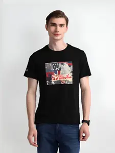 U.S. Polo Assn. Men Graphic Printed Round Neck Cotton Slim Fit T-Shirt