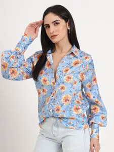 AMSWAN Women Premium Spread Collar Floral Printed Relaxed Fit Casual Shirt