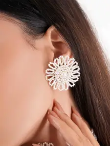D'oro Latica Beaded Contemporary Studs Earrings