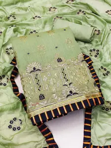 KIMISHA Floral Printed Mirror Work Unstitched Dress Material