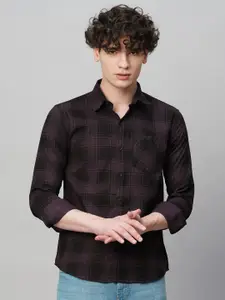 TRYBUY.IN Men Comfort Spread Collar Tartan Checked Cotton Party Shirt