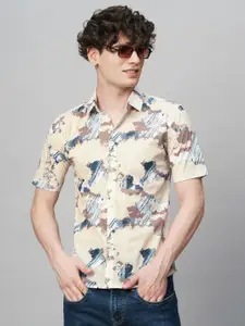 TRYBUY.IN Men Comfort Spread Collar Abstract Printed Cotton Party Shirt