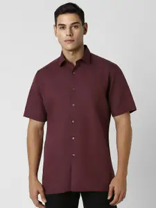 Van Heusen Men Spread Collar Solid Linen Blend Party Shirt