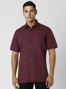 Van Heusen Men Spread Collar Solid Linen Blend Party Shirt