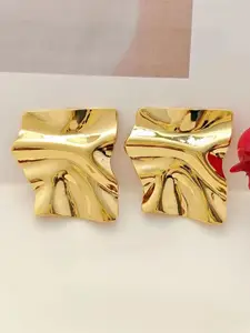 MEENAZ Gold-Plated Stainless Steel Anti Tarnish Square Studs