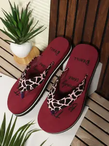 Denill Women Printed T-Strap Flats