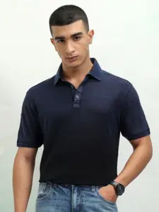 HIGHLANDER Men Solid Polo Collar Cotton Slim Fit T-Shirt