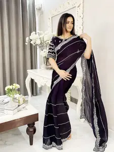 Anouk Striped Sequinned Saree
