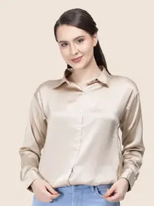 AMSWAN Women Premium Spread Collar Solid Relaxed Fit Casual Shirt
