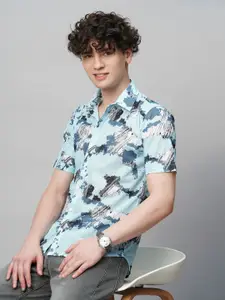TRYBUY.IN Men Comfort Spread Collar Abstract Printed Cotton Party Shirt