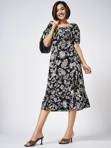 Honey by Pantaloons Floral Printed Puff Sleeve A-Line Midi Dress