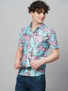 TRYBUY.IN Men Comfort Spread Collar Abstract Printed Cotton Party Shirt