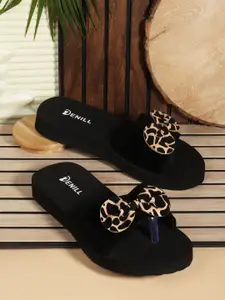 Denill Women Velvet Open Toe Flats With Bow