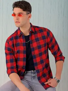 Hardsoda by The Indian Garage Co Men Spread Collar Tartan Checked Casual Shirt