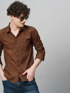 TRYBUY.IN Men Comfort Spread Collar Solid Cotton Party Shirt