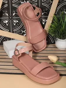 Retro Walk Synthetic Leather Comfort Heel Sandals