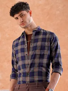 Hardsoda by The Indian Garage Co Men Spread Collar Tartan Checked Casual Shirt