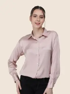 AMSWAN Women Premium Spread Collar Solid Relaxed Fit Casual Shirt