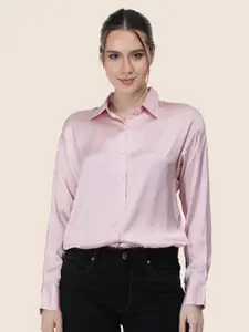 AMSWAN Women Premium Spread Collar Solid Relaxed Fit Casual Shirt
