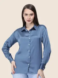 AMSWAN Women Premium Spread Collar Solid Relaxed Fit Casual Shirt