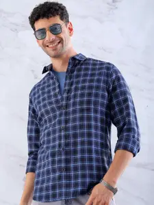 Hardsoda by The Indian Garage Co Men Spread Collar Tartan Checked Slim Fit Casual Shirt