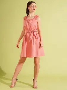 Globus Cotton Square Neck Fit and Flare Dress