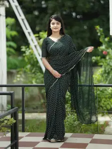 Anouk Bandhani Mirror Work Saree With Blouse Piece