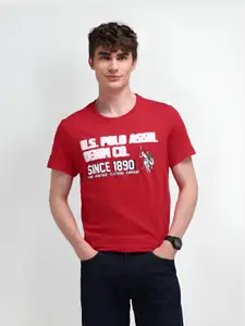 U.S. Polo Assn. Men Typography Printed Round Neck Cotton Slim Fit T-Shirt