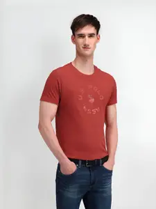 U.S. Polo Assn. Men Typography Printed Round Neck Cotton Slim Fit T-Shirt