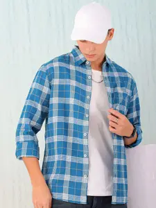 Hardsoda by The Indian Garage Co Men Spread Collar Tartan Checked Cotton Casual Shirt