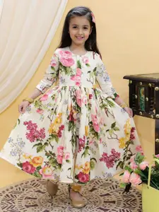 BAESD Girls Floral Printed Embellished A-Line Dress