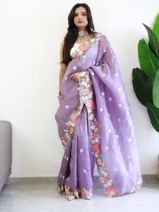 Anouk Floral Embroidered Silk Blend Saree