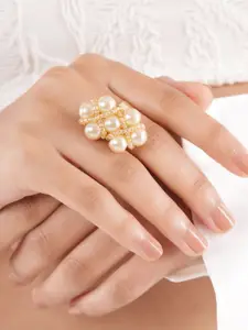 D'oro Helmi Pearls Beaded Finger Ring