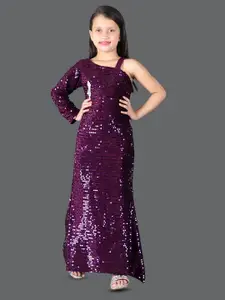 BAESD Girls Embellished Sequined Velvet Maxi Dress