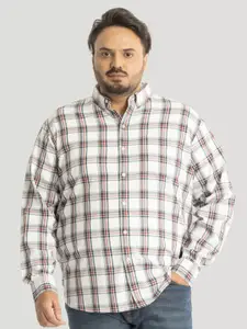 Snitch Plus Size Men Relaxed Tartan Checks Opaque Checked Casual Shirt