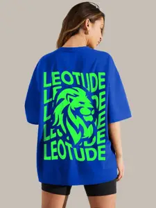 Leotude Women Graphic Printed Round Neck Cotton Oversized T-Shirt